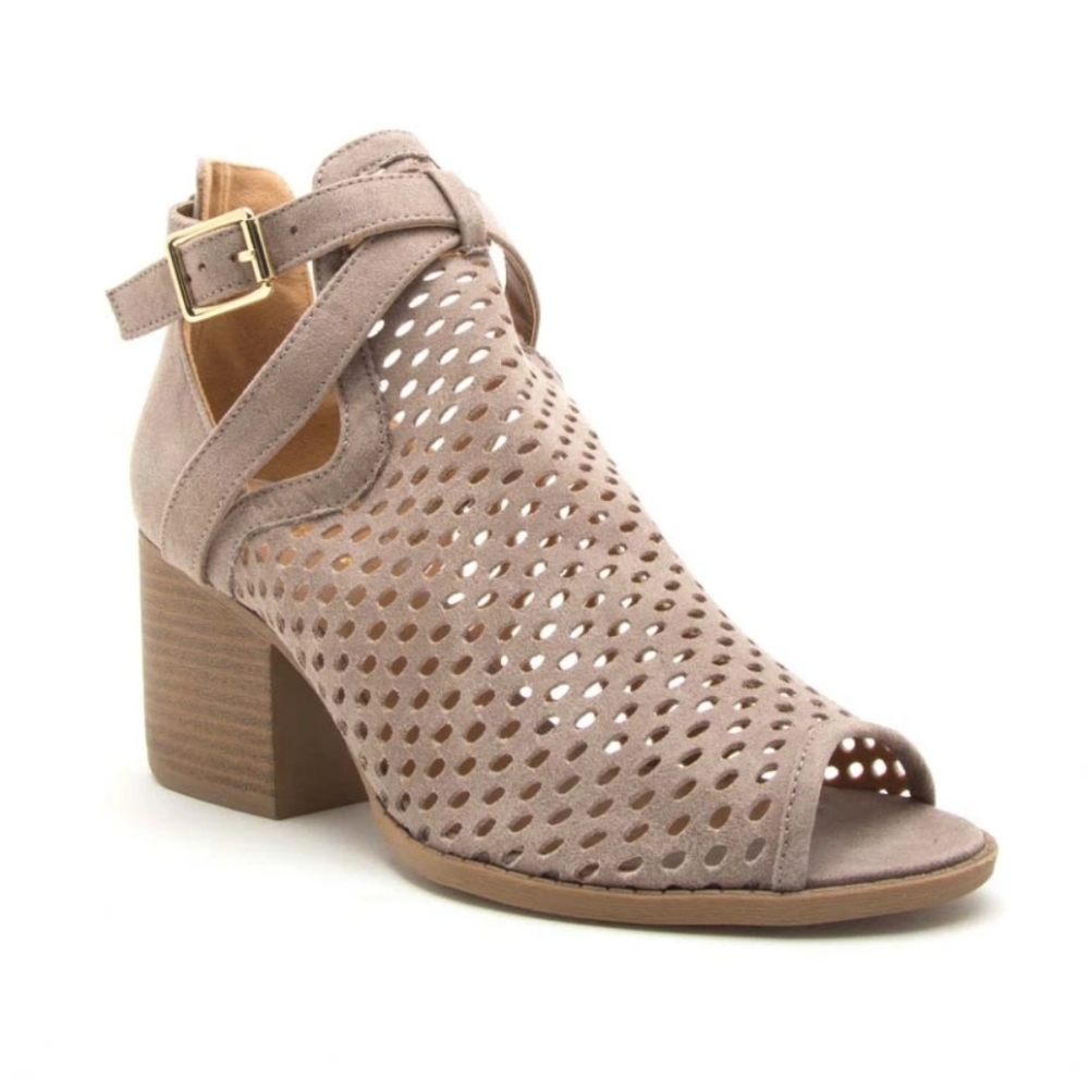 NWOT Peep Toe Booties in Color Taupe